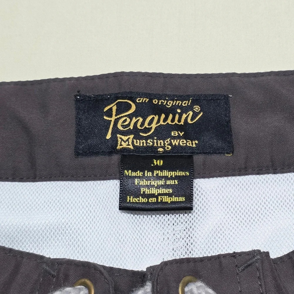 Original Penguin Men Brown Geometric Graphics Swim Trunks Size 30 Board Shorts